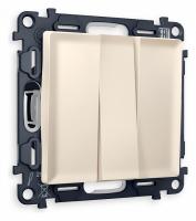 Комплект механизма 3-клавишного выключателя ALFA MA325010 Бежевый матовый QUANT
