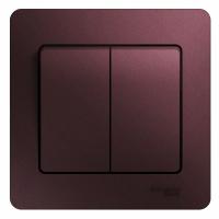 SE Glossa Баклажановый Выключатель 2-клавишный сх.5, 10AX (в сборе)