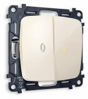 Комплект механизма 2-клавишного проходного выключателя с подсветкой 3200K OMEGA MO304030 Бежевый глянец QUANT