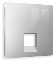 Лицевая панель ALFA (Серебро глянец) для компьютерной/телефонной розетки RJ-45/RJ-11 QUANT AP4120