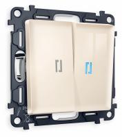 Комплект механизма 2-клавишного проходного выключателя с подсветкой 10000K ALFA MA304040 Бежевый глянец QUANT