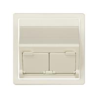 Simon 82 Розетка наклонная для передачи данных со шторками на 2 разъема RJ45 цвета слоновая кость