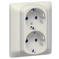 Legrand Galea Life Жемчуг Двойная розетка 2х2К+3 автоматические клеммы с защитными шторками в сборе