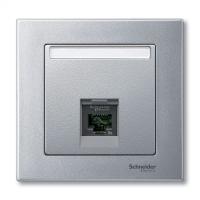 SE Merten SM Алюминий Накладка розетки ТЛФ/комп 1-ой прямой