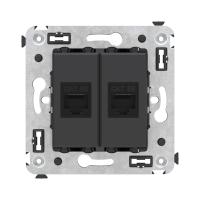 DKC Avanti Компьютерная розетка RJ-45 без шторки в стену, кат.5е двойная, Черный матовый
