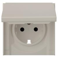 Лицевая панель для розетки 2к+з с крышкой, лен (35634 LN)