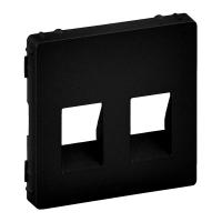 Legrand Valena LIFE. Лицевая панель для аудиорозетки с пружинными зажимами двойной. Антрацит.