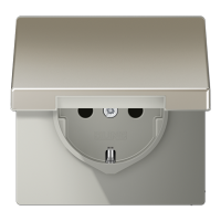 JUNG LS 990 Edelstahl Розетка с/з с крышкой безвинт. зажим