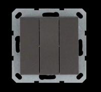 Jasmart Выключатель трехклавишный 10A 250V~ с накладкой, цвет Мокко