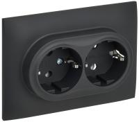 IEK SKANDY Графит Розетка 2-ая с/з без защитных шторок 16А в сборе SK-R08G