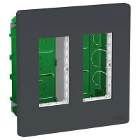 SE Unica System+ Антрацит Блок скрытой установки 2х2