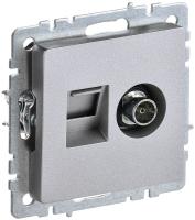 IEK BRITE Роз. двойная TV+RJ45 кат.5E РТВ/РК12-БрА алюм.