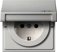 Gira F100 Бел глянц Розетка с/з с крышкой