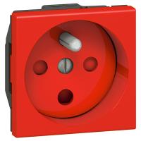 Legrand Розетка с заземлением французского стандарта с механической блокировкой, 2 мод., красная