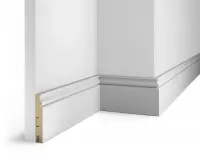 Плинтус AP10 под покраску, белый, 100x16x2400 мм, МДФ, с пазом