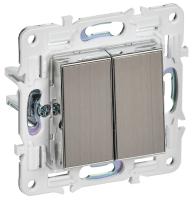 IEK SKANDY Никель Выключатель 2-клавишный 10А SK-V04N