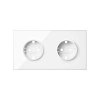 Simon 100 Белый глянец Кит 2 поста, фронт. Накладка на 2 розетки Schuko