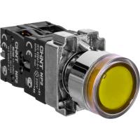 CHINT Кнопка управления NP2-BW3561 плоская, желтая, 1НО, AC/DC230В(LED), IP40 (R)