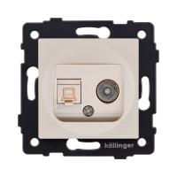 Розетка двойная TV (мама) + RJ45 Cat.6, золотой Kollinger REA-021GD для Aspekt, Eleganz, Reflex