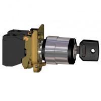 Schneider Electric XB4 Переключатель с фиксацией 1-2 с ключом чёрный 1НО фиксация ключом в 2-х положениях