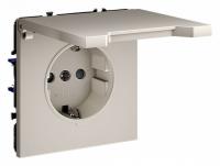 Розетка встраиваемая VOLTUM S70 с заземлением, защитными шторками и крышкой 16А, (кашемир)