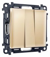 Комплект механизма 3-клавишного выключателя ALFA MA605010 Шампань QUANT