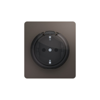 KRANZ Розетка ROUND 1-ая с/з с/у, со шторками и крышкой 16А титан