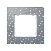 Simon 82 Detail Холодный серый в белую звёздочку, основание белое Рамка 1-ая