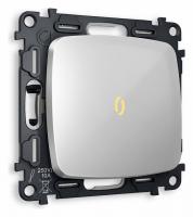 Комплект механизма 1-клавишного проходного выключателя с подсветкой 3200K OMEGA MO402030 Серебро глянец QUANT