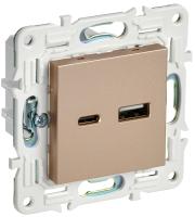 IEK SKANDY Песочный Розетка USB A+C 18Вт SK-R13Sa