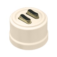 Лизетта Пластик Песочное золото Выключатель кнопочный 2-кл, ручка Бронза (клавишный)