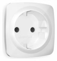 Лицевая панель OMEGA (Белый глянец) для электрической розетки с заземлением со шторками QUANT OP1070