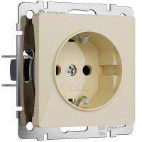 Розетка с заземлением и шторками (айвори акрил) W1171143