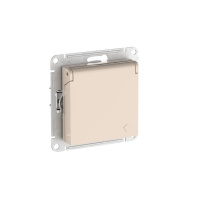 Systeme Electric AtlasDesign Бежевый Розетка с заземл. со шторк. с крышкой, 16А,IP20,мех., быстрозажим. клем.