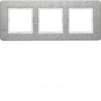 Berker Q.7 Нержавеющая сталь с кратцованной поверхностью Рамка 3-местная горизонтальная