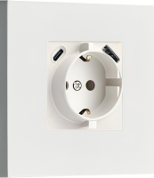 Donel Розетка Schuko с зарядным устройством USB A+C, с защитными шторками, белый, серия N96, DT155WH