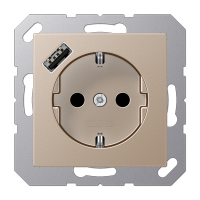 JUNG Розетка SCHUKO® с USB-зарядным устройством, тип А термопласт шампань