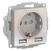 SE AtlasDesign Жемчуг SO + USB Розетка A+A, 5В/2,4А, 2х5В/1,2А, механизм