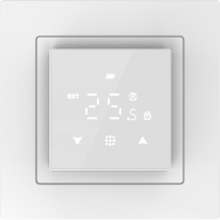 Donel Термостат с датчиком пола и воздуха 16 A, 45*45 мм., белое стекло, серия DTEF