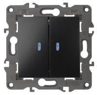 ЭРА 14-1105-05 Elegance Антрацит Выключатель 2-кл с подсветкой