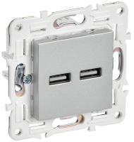 IEK SKANDY Серебряный Розетка USB A+A 3,1А SK-R15S