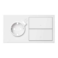 Simon 100 Белый матовый  Кит 2 поста, фронт. Накладка на 1 розетку Schuko с з/у USB SC + 2 клавиши выключателей
