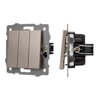 Arlight Механизм выключателя трехклавишный непроходной SWT-MK03-PL-GD-V (250V, 10A) (-)