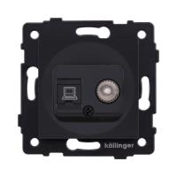 Розетка двойная TV (мама) + RJ45 Cat.6, черный матовый Kollinger REA-021BM для Aspekt, Eleganz, Reflex