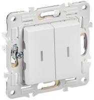 IEK SKANDY Арктический белый Выключатель 2-клавишный с индикацией 10А SK-V09W