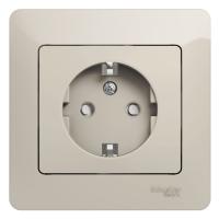 SE Glossa Молочный Розетка с/з со шторками (в сборе)