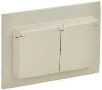 IEK SKANDY Бежевый Розетка 2-ая с/з с крышкой 16А в сборе IP44 SK-R12B