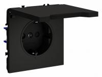 Розетка встраиваемая VOLTUM S70 с заземлением, защитными шторками и крышкой 16А, (черный матовый)
