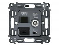 Механизм розетки компьютерной + TV оконечной RJ-45 (8P8C) CAT6 1000 Base-T/50-870 MHz 1dB с автоматической защитной шторкой QUANT VM195