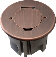 Лючок Surface 2 мод. (1 мод. 45х45 мм.), круглый, круглая крышка, красная медь, IP44, (с уст. набором